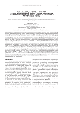 GUIMARÃESITE, a NEW Zn DOMINANT MONOCLINIC