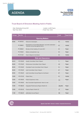 Trust Board of Directors Meeting Held in Public