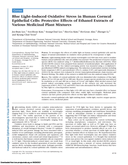 Blue Light–Induced Oxidative Stress in Human Corneal Epithelial Cells: Protective Effects of Ethanol Extracts of Various Medicinal Plant Mixtures