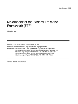 Metamodel for the Federal Transition Framework (FTF)