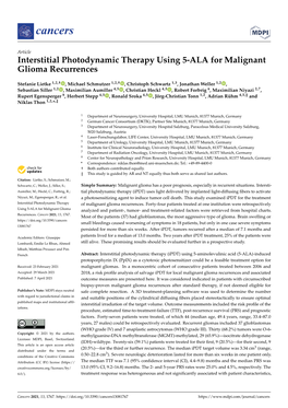 Interstitial Photodynamic Therapy Using 5-ALA for Malignant Glioma Recurrences