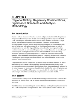 Regional Setting, Regulatory Considerations, Significance Standards and Analysis Methodology