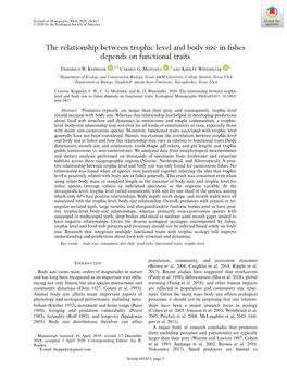 The Relationship Between Trophic Level and Body Size in Fishes Depends on Functional Traits