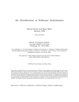 An Introduction to Software Architecture