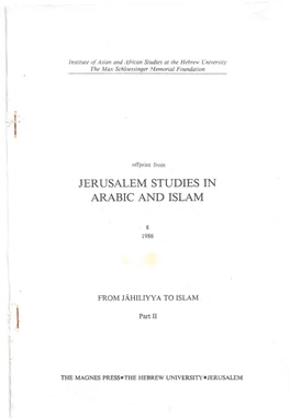 Jerusalem Studies in Arabic and Islam