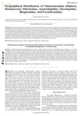 Diptera, Brachycera): Athericidae, Austroleptidae, Oreoleptidae, Rhagionidae, and Vermileonidae1