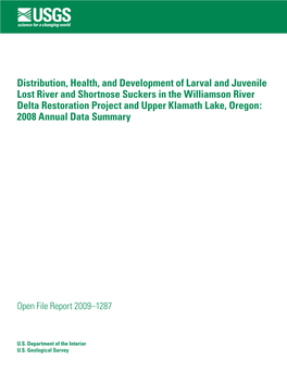 Distribution, Health, and Development of Larval and Juvenile Lost River