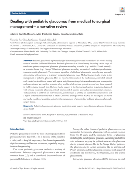 Dealing with Pediatric Glaucoma: from Medical to Surgical Management—A Narrative Review