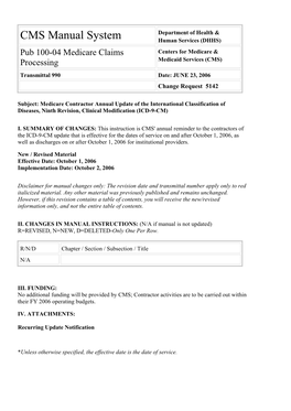 Pub 100-04 Medicare Claims Processing