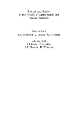 Sources and Studies in the History of Mathematics and Physical Sciences