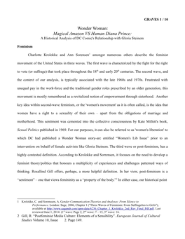 Wonder Woman: Magical Amazon VS Human Diana Prince: a Historical Analysis of DC Comic's Relationship with Gloria Steinem