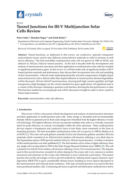 Tunnel Junctions for III-V Multijunction Solar Cells Review