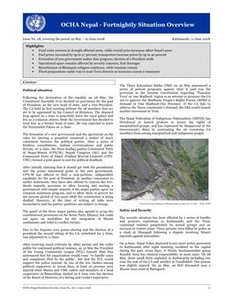 F OCHA Nepal - Fortnightly Situation Overview