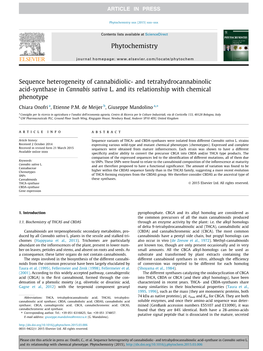 Sequence Heterogeneity of Cannabidiolic- and Tetrahydrocannabinolic Acid-Synthase in Cannabis Sativa L. and Its Relationship with Chemical Phenotype