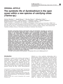 The Symbiotic Life of Symbiodinium in the Open Ocean Within a New Species of Calcifying Ciliate (Tiarina Sp.)