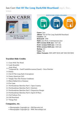 Ian Carr out of the Long Dark/Old Heartland Mp3, Flac, Wma