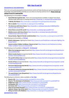 KS4 Geography Documantaries