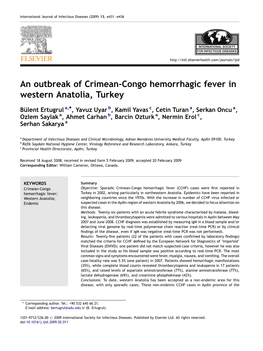 An Outbreak of Crimean-Congo Hemorrhagic Fever in Western Anatolia, Turkey
