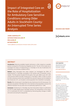 Impact of Integrated Care on the Rate of Hospitalization for Ambulatory