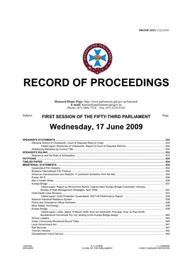 Record of Proceedings