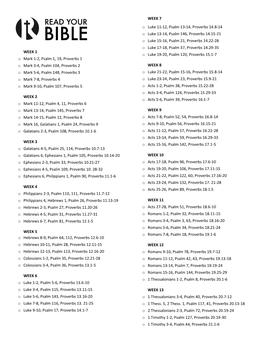 WEEK 1 O Mark 1-2, Psalm 1, 19, Proverbs 1 O Mark 3-4, Psalm 104