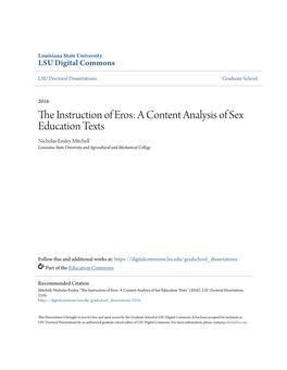 The Instruction of Eros: a Content Analysis of Sex Education Texts