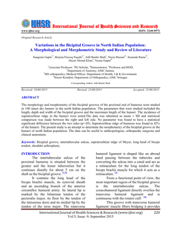 Variations in the Bicipital Groove in North Indian Population: a Morphological and Morphometric Study and Review of Literature