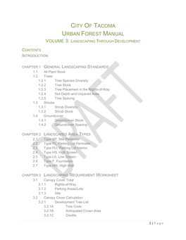 City of Tacoma Urban Forest Manual Volume 3: Landscaping Through Development