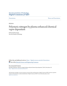 Polymeric Nitrogen by Plasma Enhanced Chemical Vapor Deposition El Mostafa Benchafia New Jersey Institute of Technology