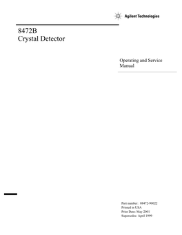 Agilent 8472B Crystal Detector