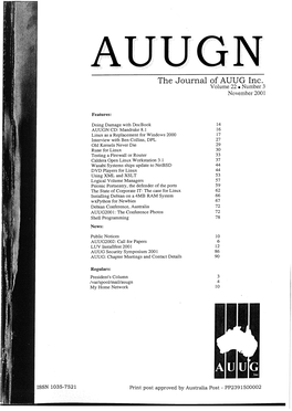 The Journal of AUUG Inc. Volume 22 ¯ Number 3 November 2001
