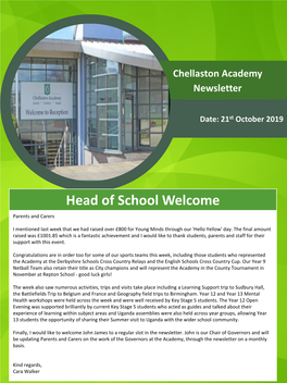 Head of School Welcome Parents and Carers