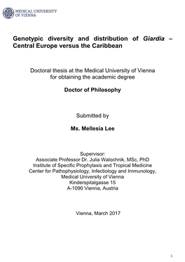 Molecular Analysis of Samples Collected from Humans and Dogs in Jamaica, Giardia, Assemblage a Was the Only Genotype Found