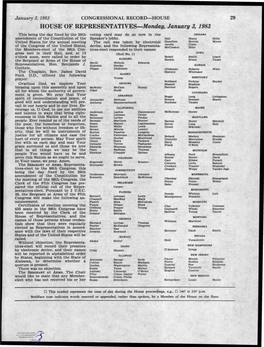 HOUSE of REPRESENTATIVES-Monday, January 3, 1983