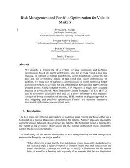 Risk Management and Portfolio Optimization for Volatile Markets