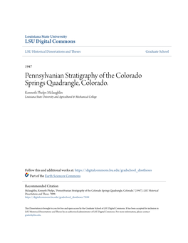 Pennsylvanian Stratigraphy of the Colorado Springs Quadrangle, Colorado