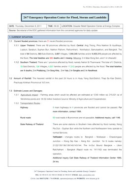 24/7 Emergency Operation Center for Flood, Storms and Landslide