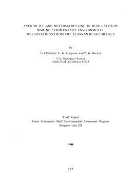 Anchor Ice and Bottom-Freezing in High-Latitude Marine Sedimentary Environments: Observations from the Alaskan Beaufort Sea