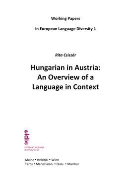 Hungarian in Austria: an Overview of a Language in Context