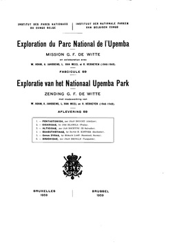 Exploration Du Parc National De L'u Pemba Exploratie Van Het Nationaal