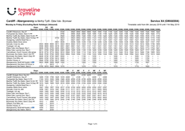 Traveline Cymru A4 Landscape Timetable