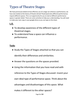 Types of Theatre Stages