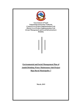 Environmental and Social Management Plan of Amdol Drinking Water Maintenance Sub-Project Bigu Rural Municipality-7