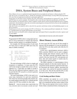 DMA, System Buses and Peripheral Buses