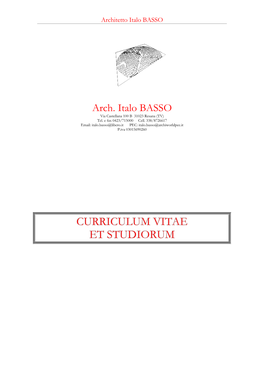 Arch. Italo BASSO Via Castellana 100 B 31023 Resana (TV) Tel