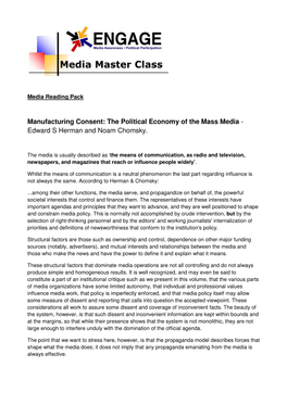 Manufacturing Consent: the Political Economy of the Mass Media - Edward S Herman and Noam Chomsky