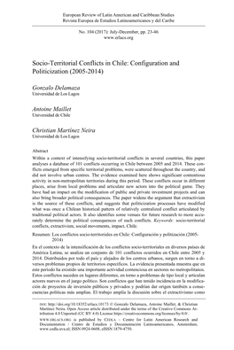 Socio-Territorial Conflicts in Chile: Configuration and Politicization (2005-2014)