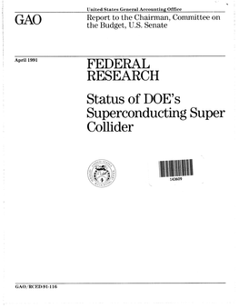 RCED-91-116 Federal Research: Status of DOE's Superconducting