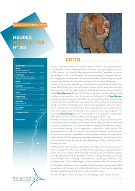 Neurex Newsletter N° 30 Edito