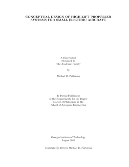 Conceptual Design of High-Lift Propeller Systems for Small Electric Aircraft